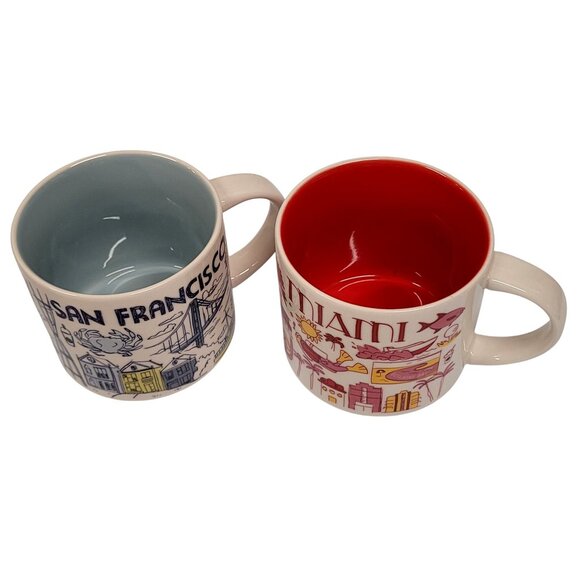 Starbucks Been There Series Lot 2 Miami 2021 San Francisco 2018 Mug 14 oz - Picture 6 of 6
